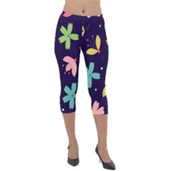 Colorful Floral Lightweight Velour Capri Leggings  by hanggaravicky2