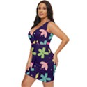 Colorful Floral Draped Bodycon Dress View2