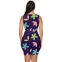 Colorful Floral Draped Bodycon Dress View4