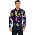 Colorful Floral Men s Long Sleeve Pocket Shirt  View1