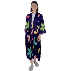 Colorful Floral Maxi Satin Kimono