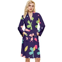 Colorful Floral Long Sleeve Velour Robe