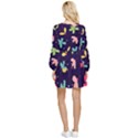 Colorful Floral Tiered Long Sleeve Mini Dress View2