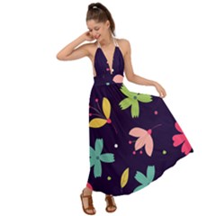 Colorful Floral Backless Maxi Beach Dress by hanggaravicky2