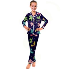 Colorful Floral Kid s Satin Long Sleeve Pajamas Set by hanggaravicky2