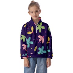 Colorful Floral Kids  Half Zip Hoodie