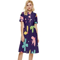 Colorful Floral Button Top Knee Length Dress by hanggaravicky2