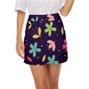 Colorful Floral Mini Front Wrap Skirt View1