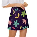 Colorful Floral Mini Front Wrap Skirt View3