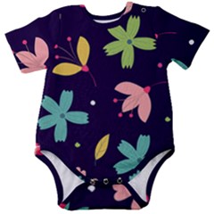 Colorful Floral Baby Short Sleeve Onesie Bodysuit