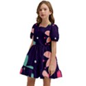 Colorful Floral Kids  Short Sleeve Dolly Dress View2