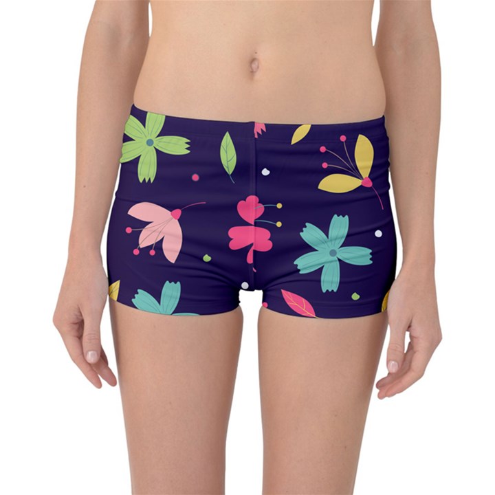 Colorful Floral Reversible Boyleg Bikini Bottoms