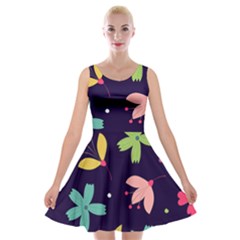 Colorful Floral Velvet Skater Dress