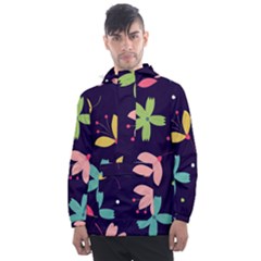 Colorful Floral Men s Front Pocket Pullover Windbreaker