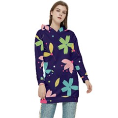 Colorful Floral Women s Long Oversized Pullover Hoodie