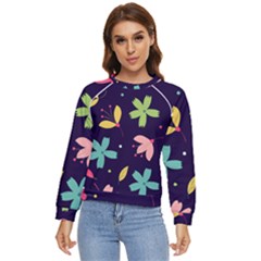 Colorful Floral Women s Long Sleeve Raglan Tee