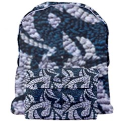 Blue On Grey Stitches Giant Full Print Backpack by kaleidomarblingart