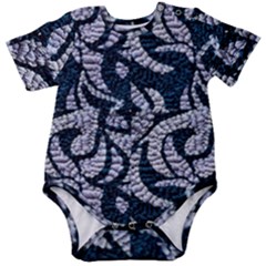 Blue On Grey Stitches Baby Short Sleeve Onesie Bodysuit