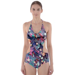 Splodge Cut-out One Piece Swimsuit by Hayleyboop