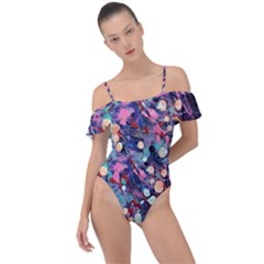 Splodge Frill Detail One Piece Swimsuit by Hayleyboop