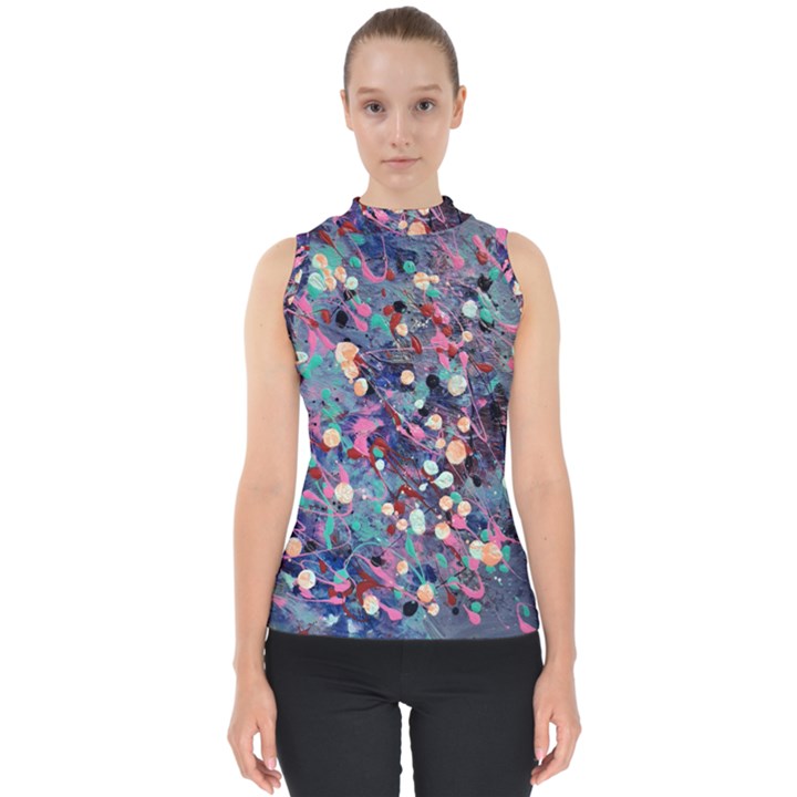 Splodge Mock Neck Shell Top