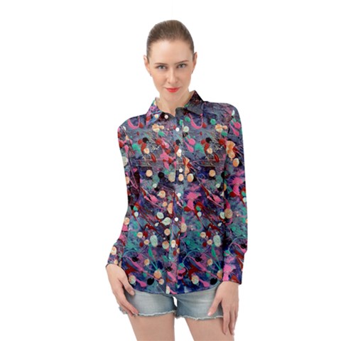 Splodge Long Sleeve Chiffon Shirt by Hayleyboop