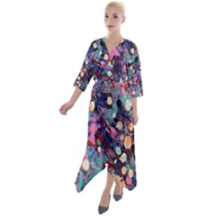 Splodge Quarter Sleeve Wrap Front Maxi Dress by Hayleyboop