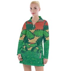 Palmtrees At Sunset  Women s Long Sleeve Casual Dress by Hayleyboop