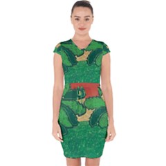 Palmtrees At Sunset  Capsleeve Drawstring Dress  by Hayleyboop