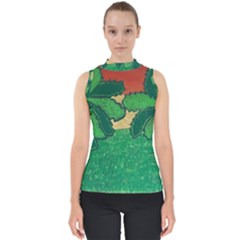 Palmtrees At Sunset  Mock Neck Shell Top by Hayleyboop