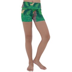 Palmtrees At Sunset  Kids  Lightweight Velour Yoga Shorts by Hayleyboop