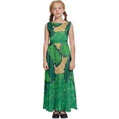 Palmtrees At Sunset  Kids  Satin Sleeveless Maxi Dress