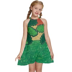 Palmtrees At Sunset  Kids  Halter Collar Waist Tie Chiffon Dress by Hayleyboop