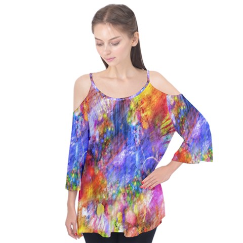 Abstract Colorful Artwork Art Flutter Sleeve Tee  by artworkshop