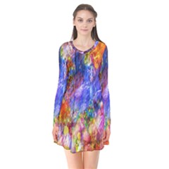 Abstract Colorful Artwork Art Long Sleeve V-neck Flare Dress by artworkshop