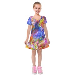 Abstract Colorful Artwork Art Kids  Short Sleeve Velvet Dress by artworkshop