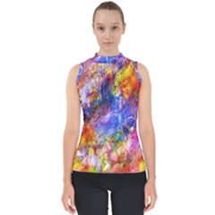 Abstract Colorful Artwork Art Mock Neck Shell Top by artworkshop