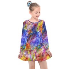 Abstract Colorful Artwork Art Kids  Long Sleeve Dress by artworkshop