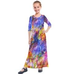 Abstract Colorful Artwork Art Kids  Quarter Sleeve Maxi Dress by artworkshop