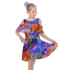 Abstract Colorful Artwork Art Kids  Shoulder Cutout Chiffon Dress by artworkshop