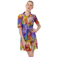 Abstract Colorful Artwork Art Belted Shirt Dress by artworkshop