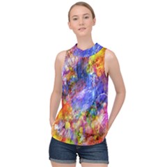 Abstract Colorful Artwork Art High Neck Satin Top by artworkshop