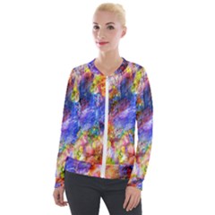 Abstract Colorful Artwork Art Velvet Zip Up Jacket by artworkshop