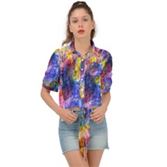 Abstract Colorful Artwork Art Tie Front Shirt  by artworkshop