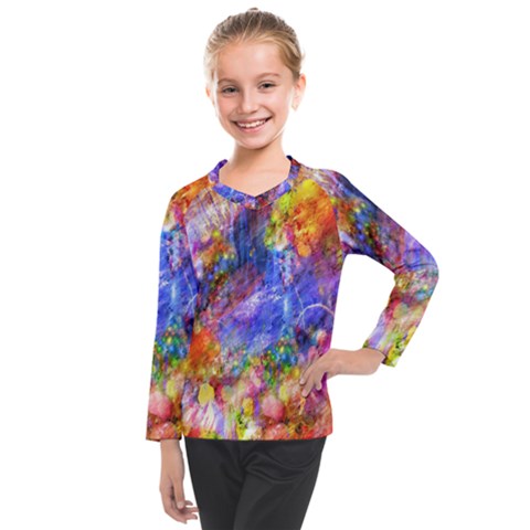 Abstract Colorful Artwork Art Kids  Long Mesh Tee by artworkshop