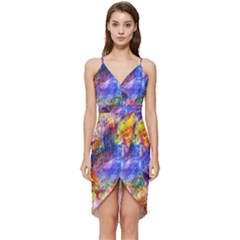 Abstract Colorful Artwork Art Wrap Frill Dress