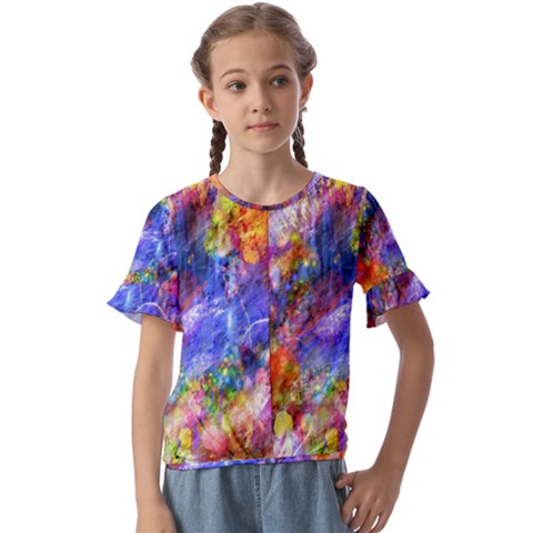 Abstract Colorful Artwork Art Kids  Cuff Sleeve Scrunch Bottom Tee by artworkshop