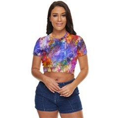 Abstract Colorful Artwork Art Side Button Cropped Tee by artworkshop