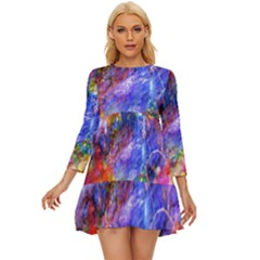 Abstract Colorful Artwork Art Long Sleeve Babydoll Dress