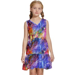 Abstract Colorful Artwork Art Kids  Sleeveless Tiered Mini Dress by artworkshop